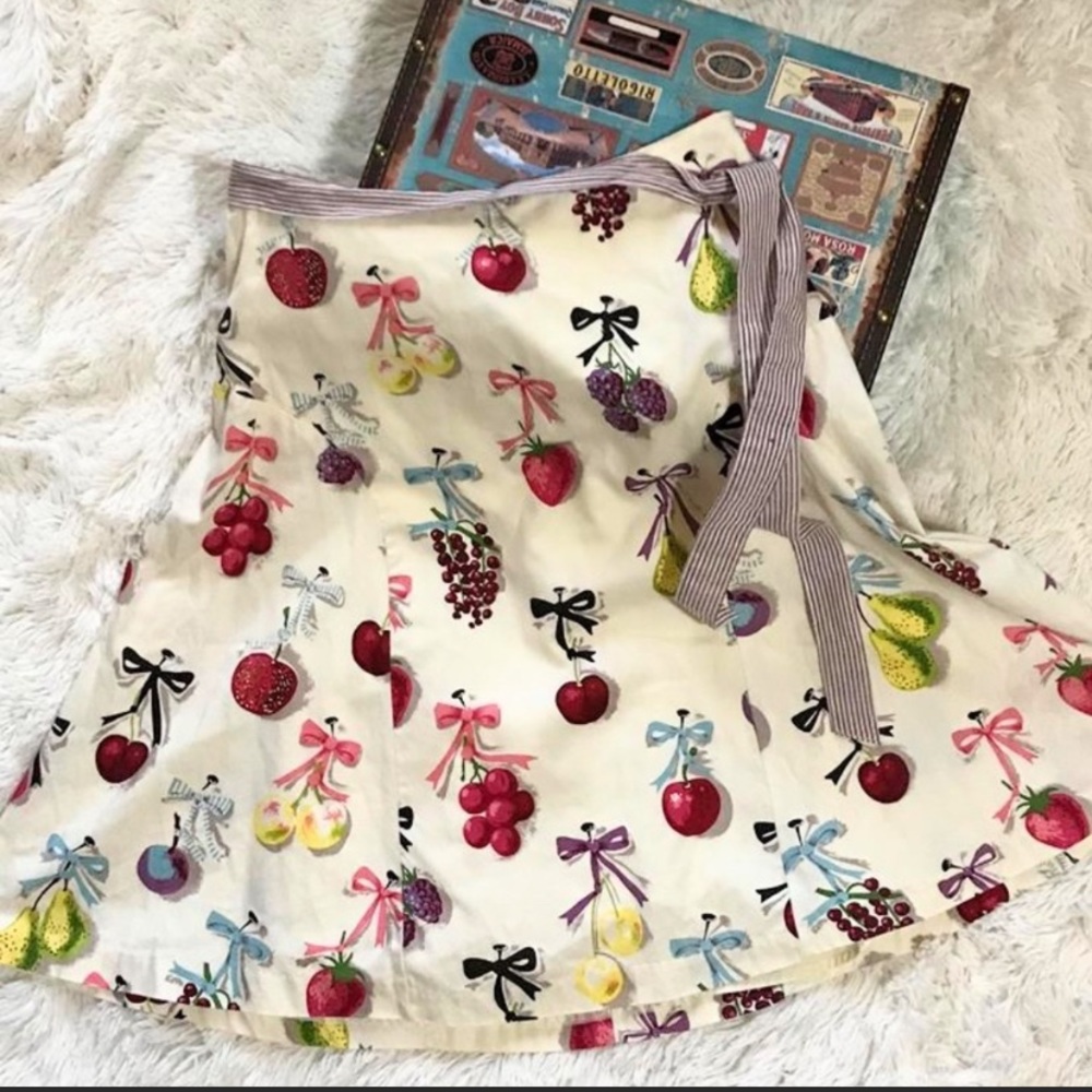 Anthropologie Elevenses Fruit Picnic Print Skirt